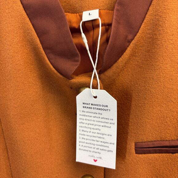 Made With Love Women Classic Academia Indie Equestrian Cozy Jacket Size L Orange - Picture 6 of 8